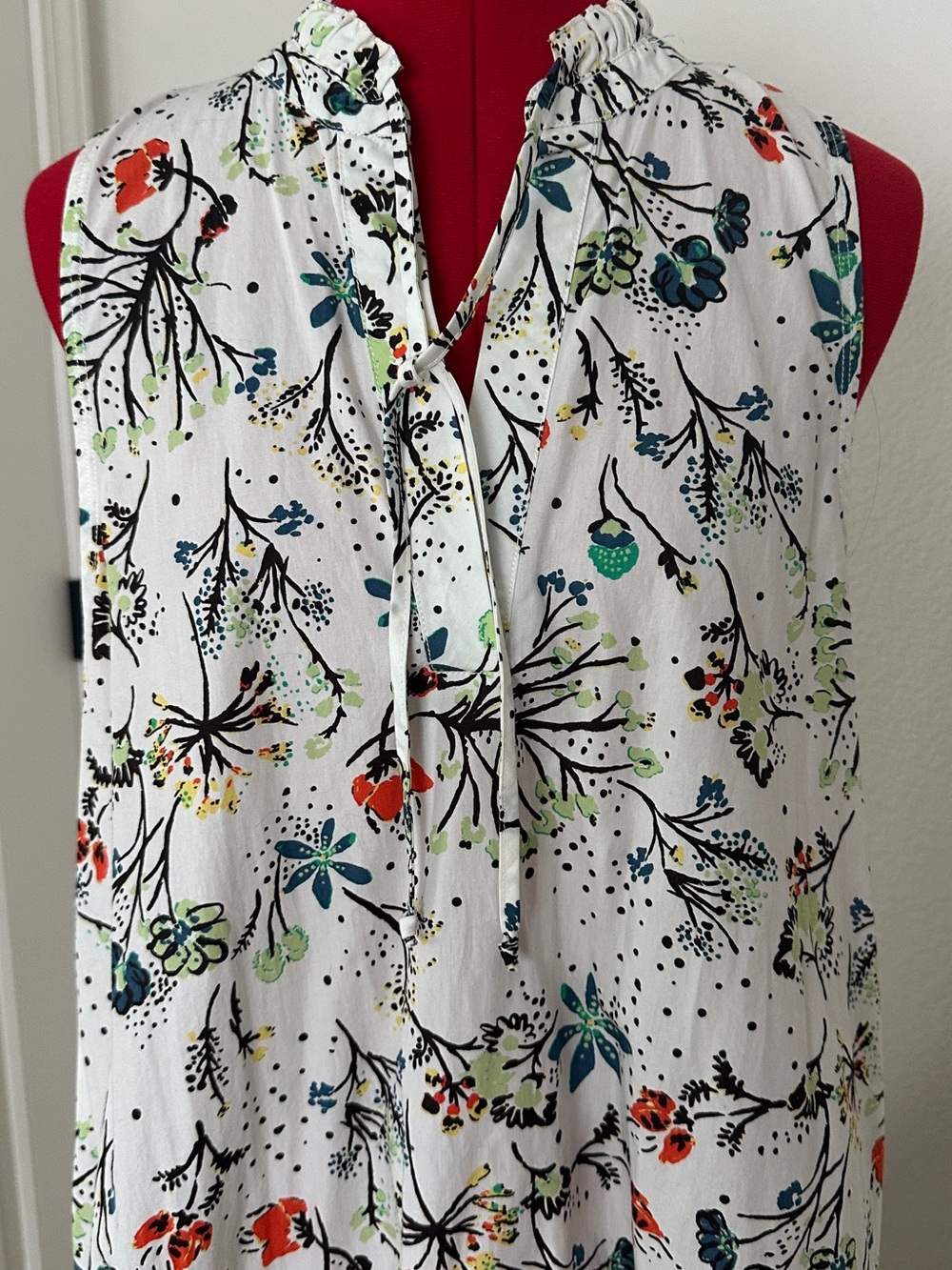 Free People Sleeveless Floral dress- White with Multicolor Floral Print-Small
